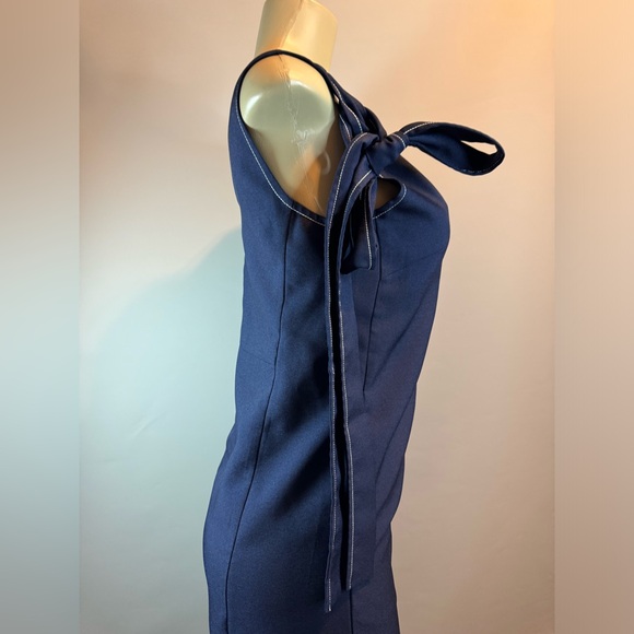 Zow Zow Shoulder Bow Mini Dress Navy Blue Small Similar To Chloé Dress Rare Find - Picture 8 of 16